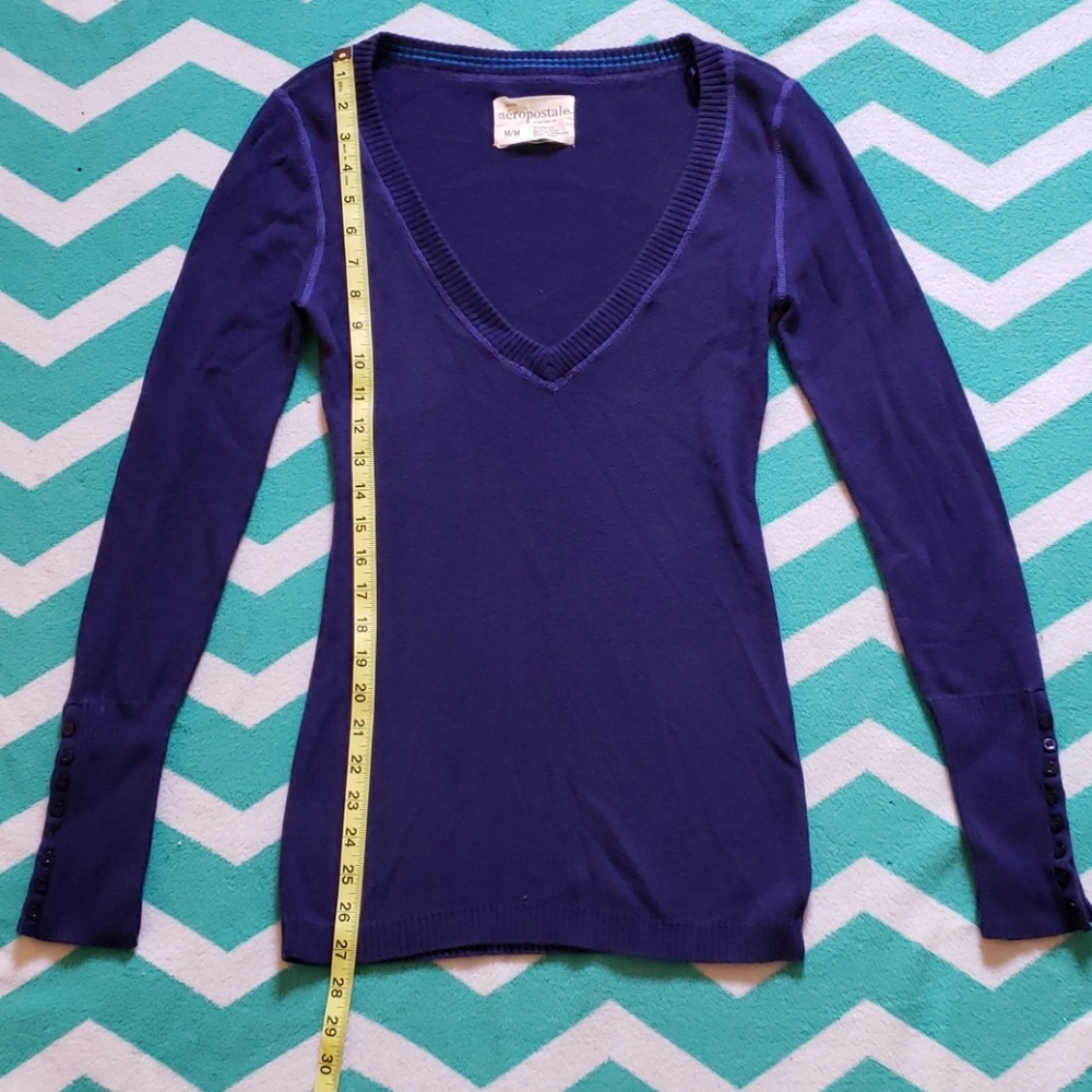 Aeropostale Indigo Deep V-neck Sweater